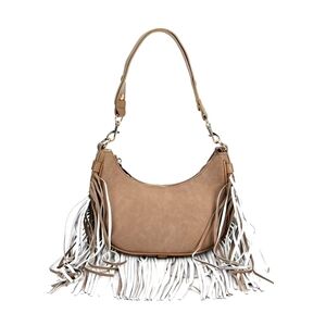 Fringe Gray Faux Leather Tassel Bag